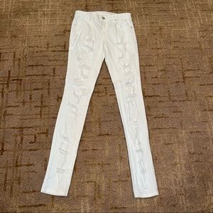 BLANK NYC White Distressed Skinny Jeans